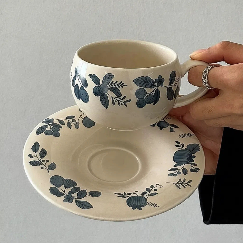 Egg-Shaped Blueberry Fruit Cup & Saucer - Velart Home