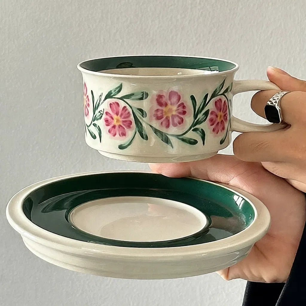 Hand-painted green plum and red dyed Mug - Velart Home