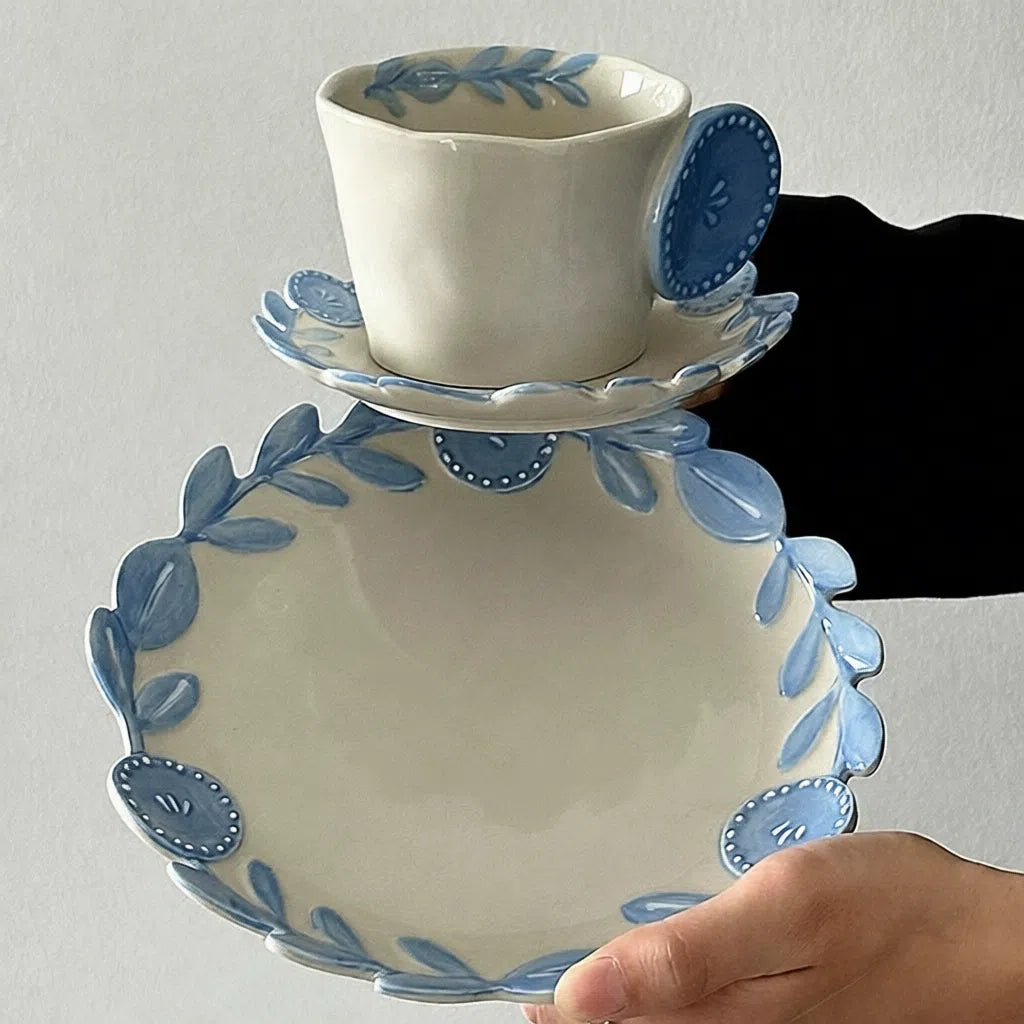 Vintage Button Vine Cup & Saucer - Velart Home