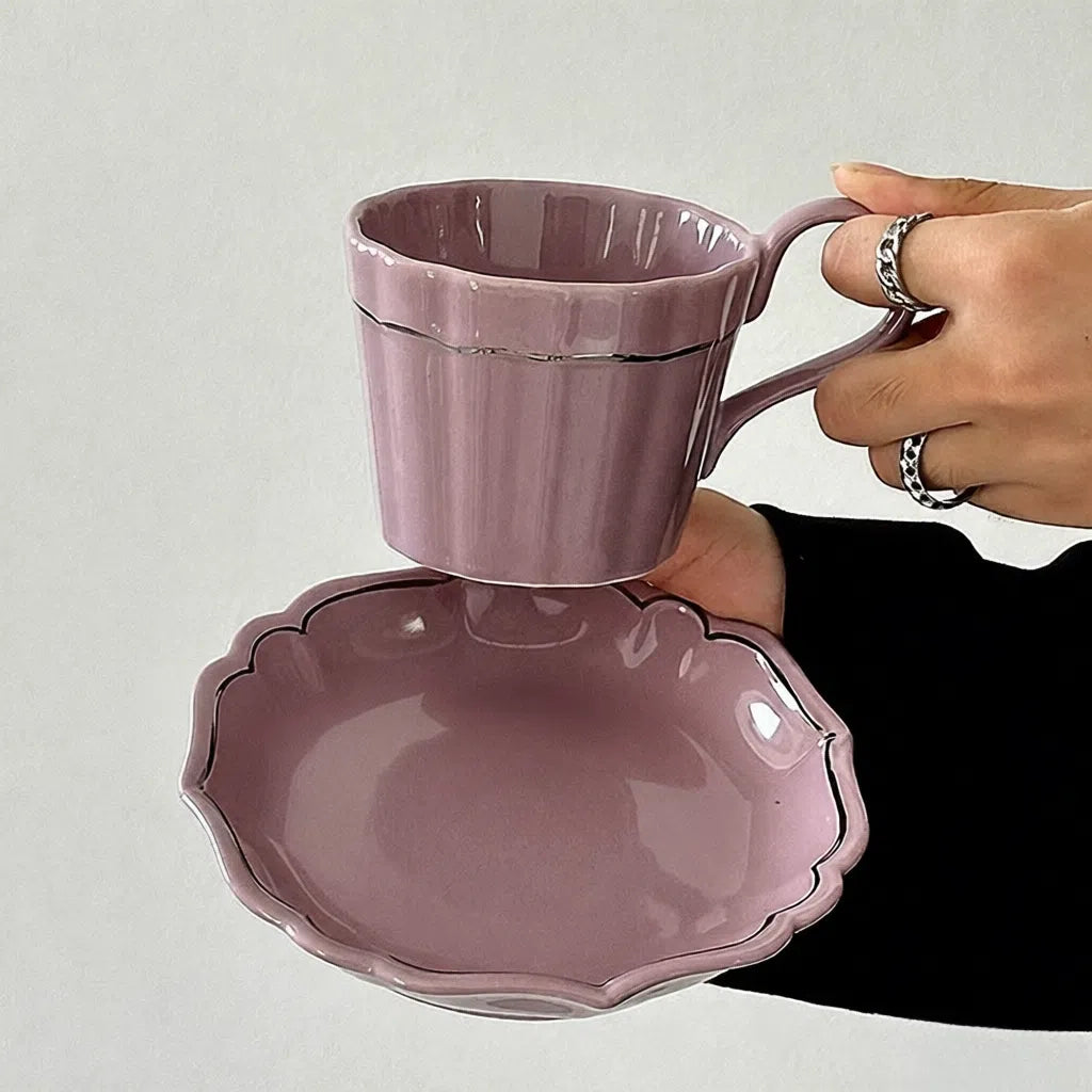 Retro Light Luxury Hand-Drawn Silver Foil Purple Cup - Velart Home