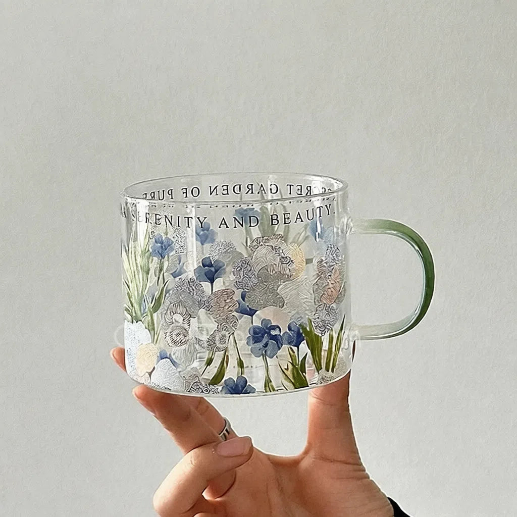 Vintage Blue Iris Glass Mug - Velart Home