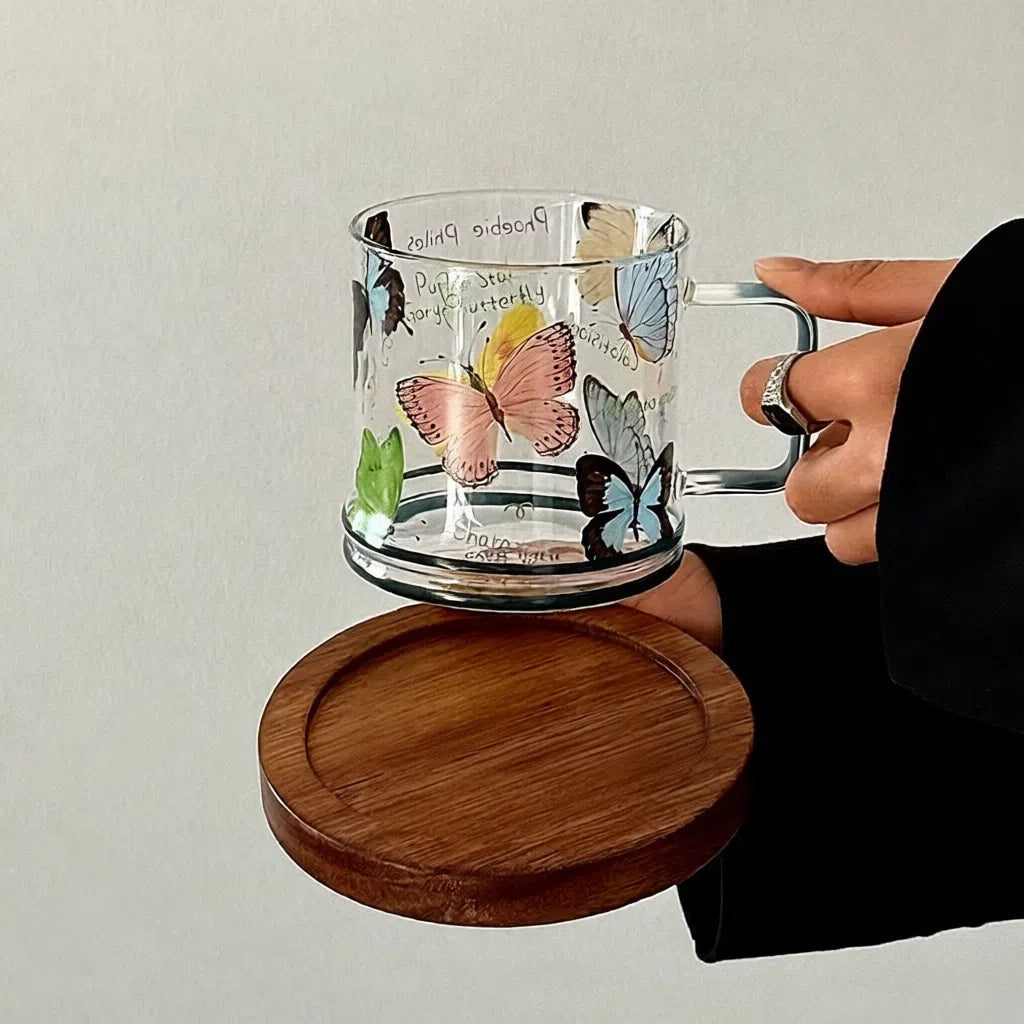 Painted Dream Butterfly Double Ring Glass - Velart Home