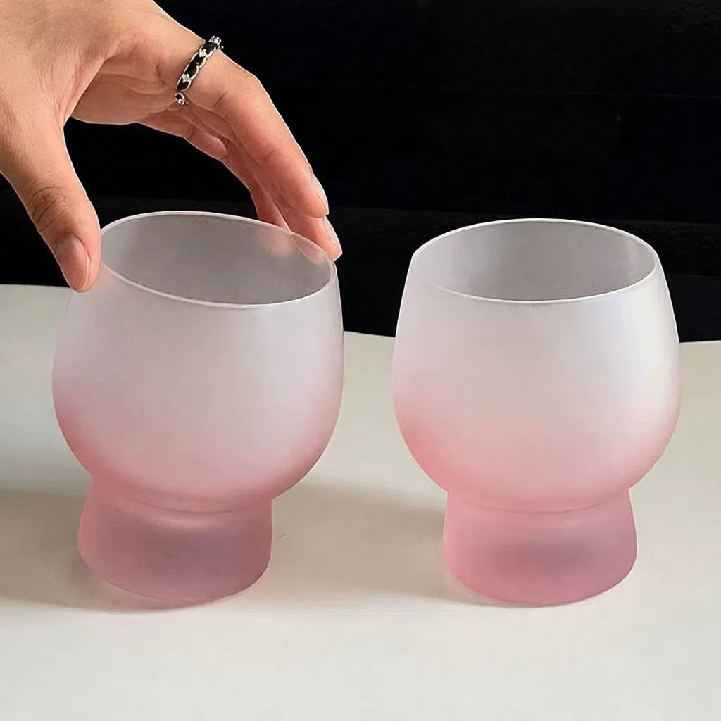 Frosted Pink Big Belly Glass - Velart Home