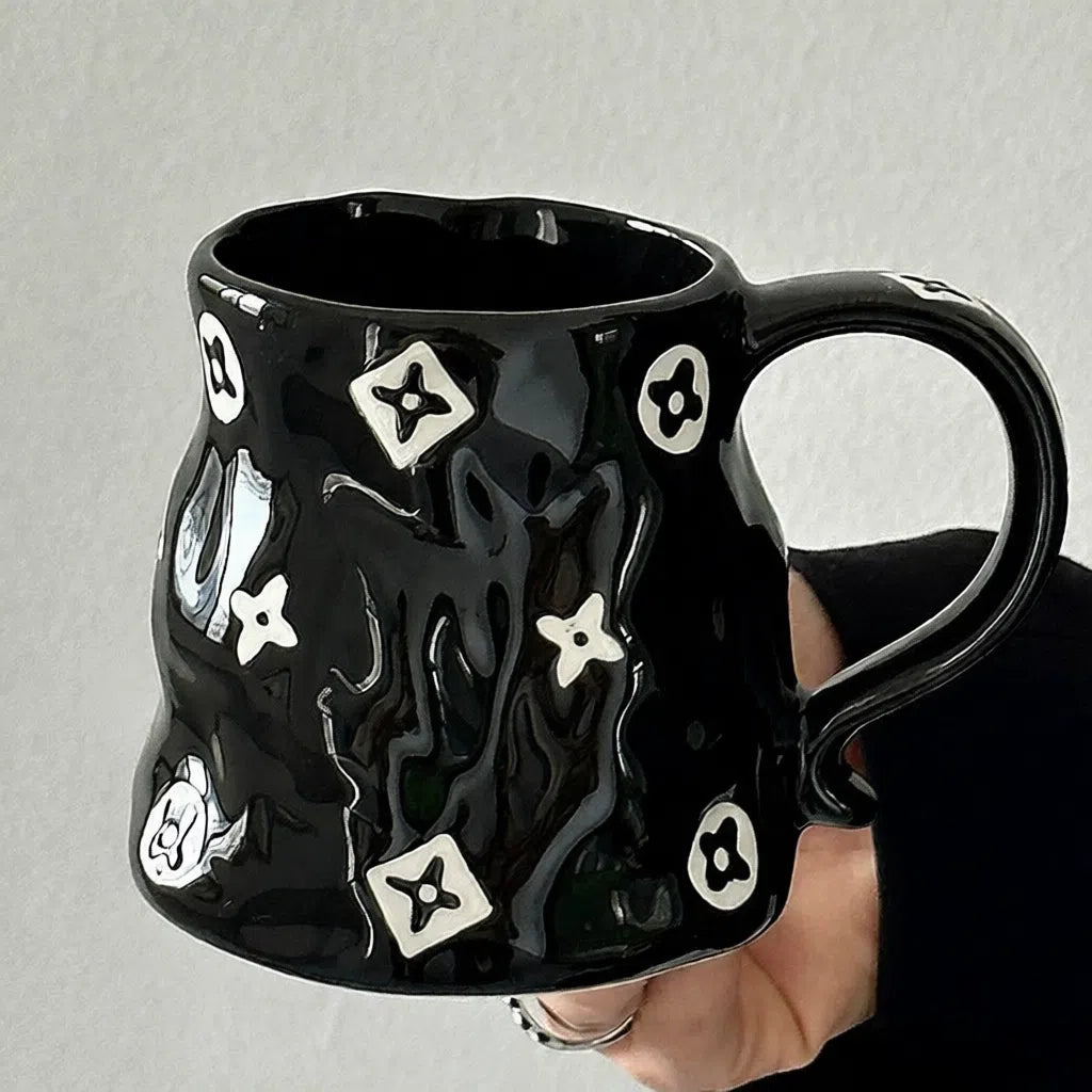 Vintage Black Hand-Painted Mug - Velart Home