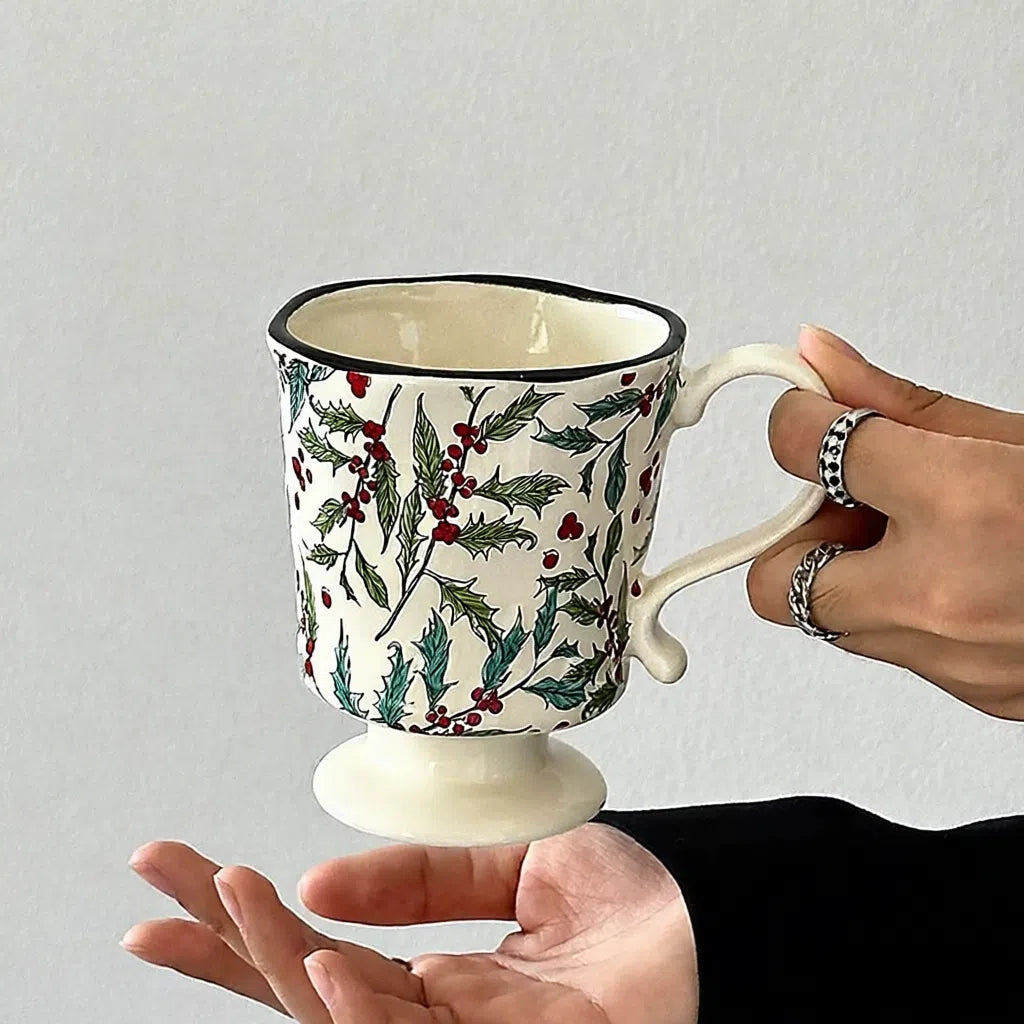 Vintage Spring Flower Lace Ceramic Cup - Velart Home