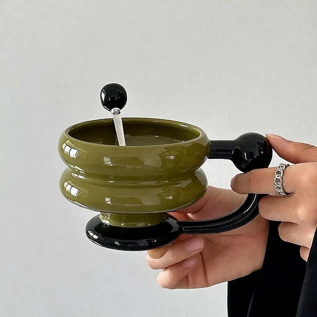 Star Track Ball Black Dark Green Mug - Velart Home