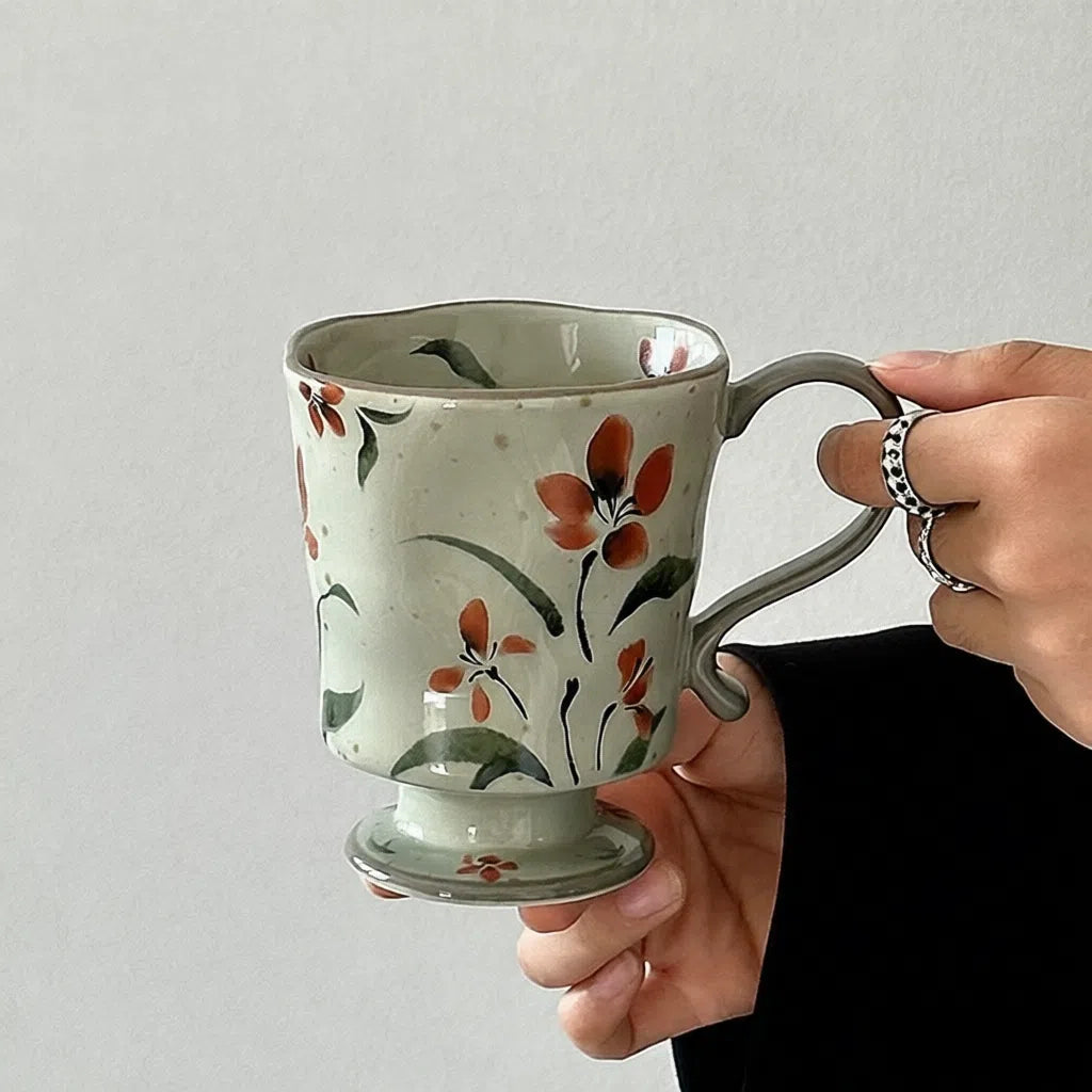 Vintage Hand-Painted Flowers Lace Mug - Velart Home