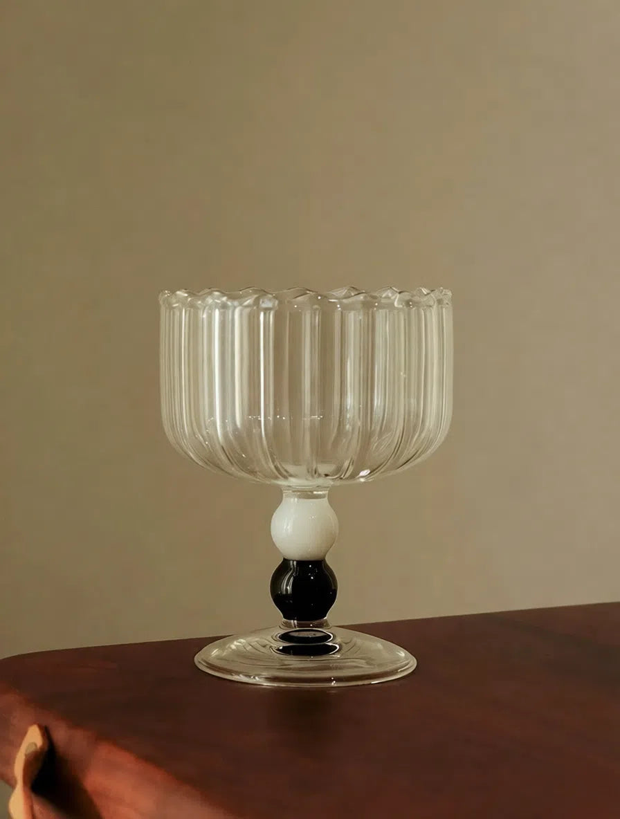 Black White and Yellow Colorblocked Tall Glass - Velart Home