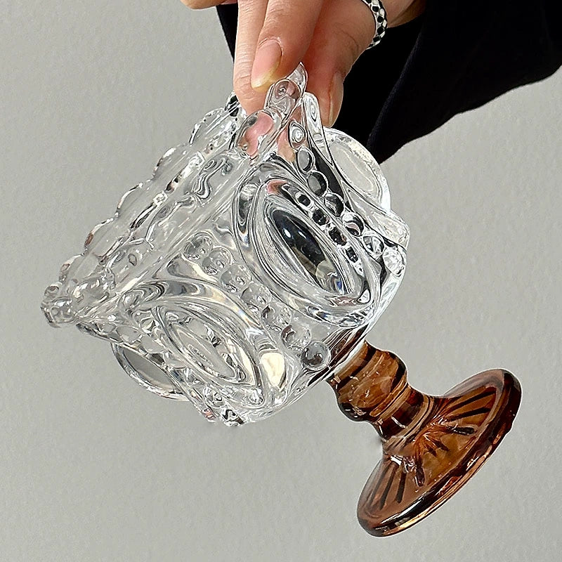 Vintage Embossed Brown Stemware - Velart Home