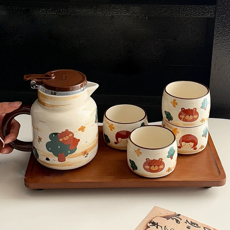 Cute Wooden Horse Girl Teaport Set - Velart Home
