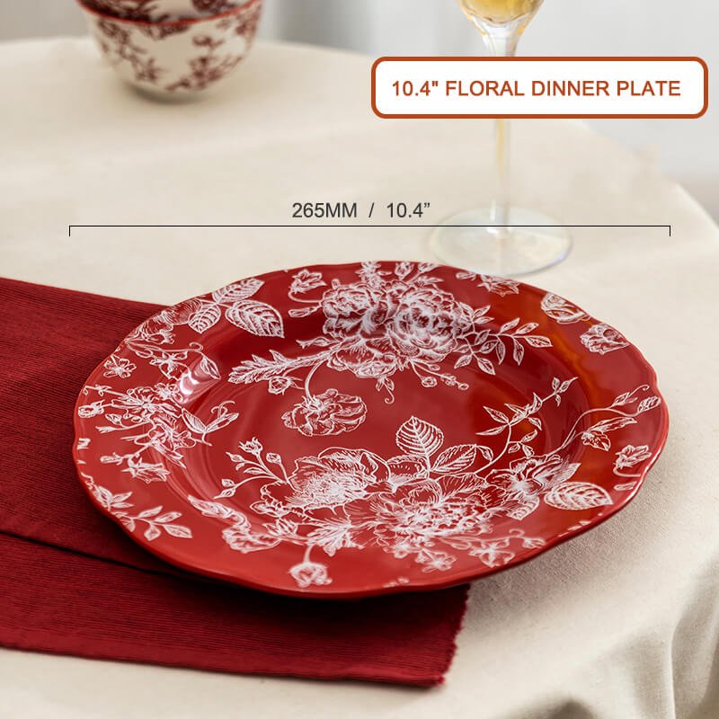 CHRISTMAS RED FLOWER CERAMIC TABLEWARE - Velart Home