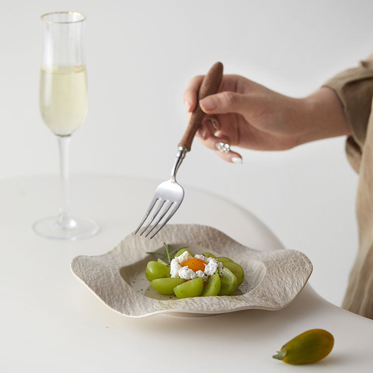 CERAMIC WAVE SQUARE DINNER PLATE - Velart Home