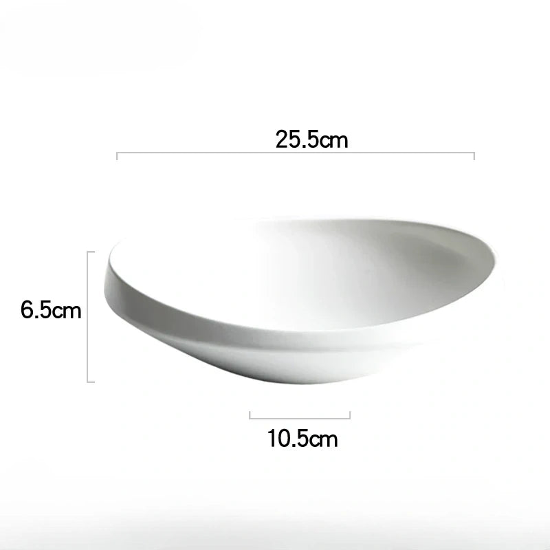 MATTE PURE WHITE IRREGULAR CERAMIC SOUP PLATE - Velart Home