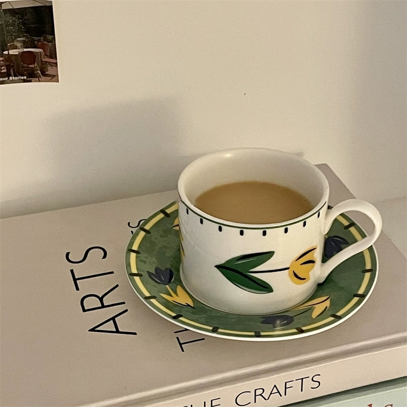 Green Hand Painted Tulip Plate - Velart Home
