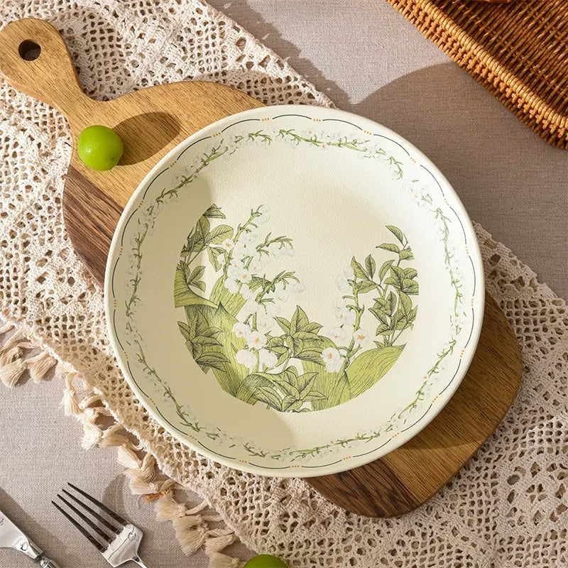 Lily Of The Valley Ceramic Deep Plate - Velart Home