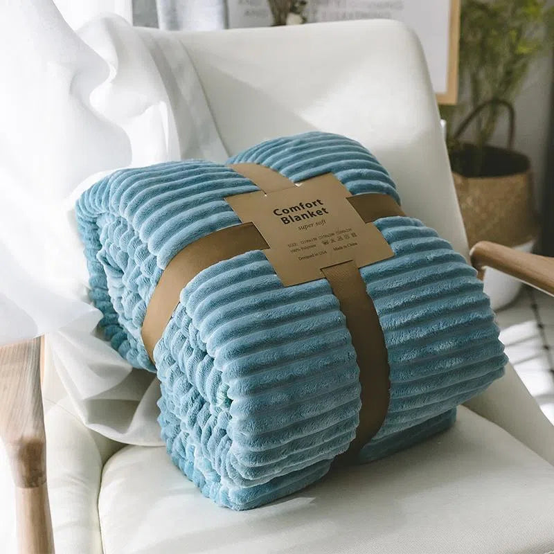Coral Fleece Blanket - Striped - Velart Home