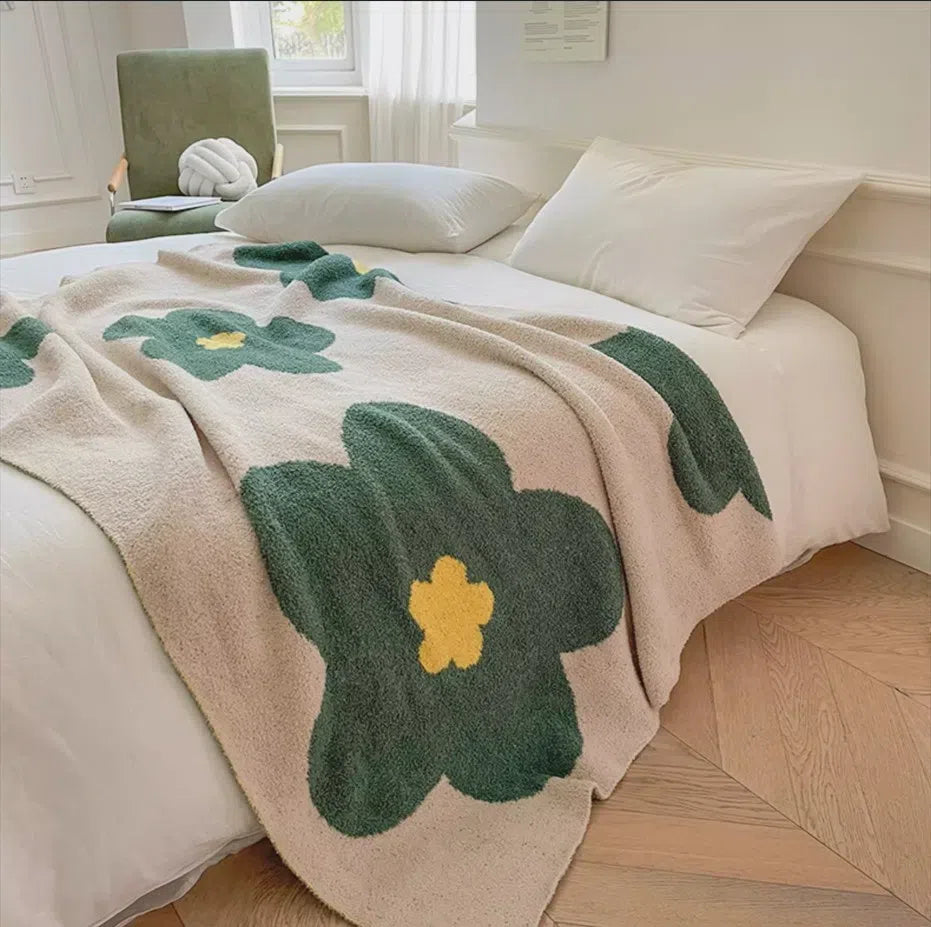 Green Flower Blanket - Velart Home