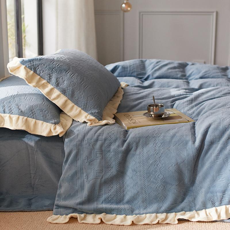 Milk Silk Bedding Set - Pleated Design Edges - Velart Home