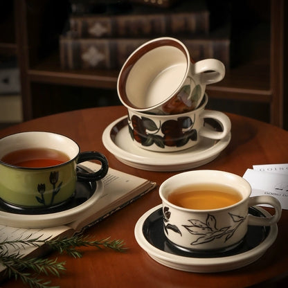 Vintage Hand-Painted Coffee Cup Set - Velart Home