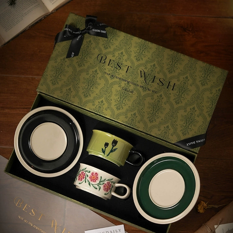 Vintage Hand-Painted Coffee Cup Set - Velart Home