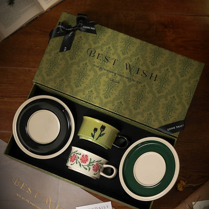Vintage Hand-Painted Coffee Cup Set - Velart Home