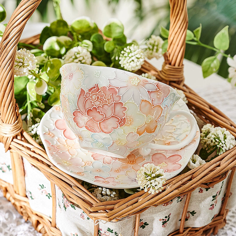Hand Drawn Pink Floral Coffee Cup Set - Velart Home