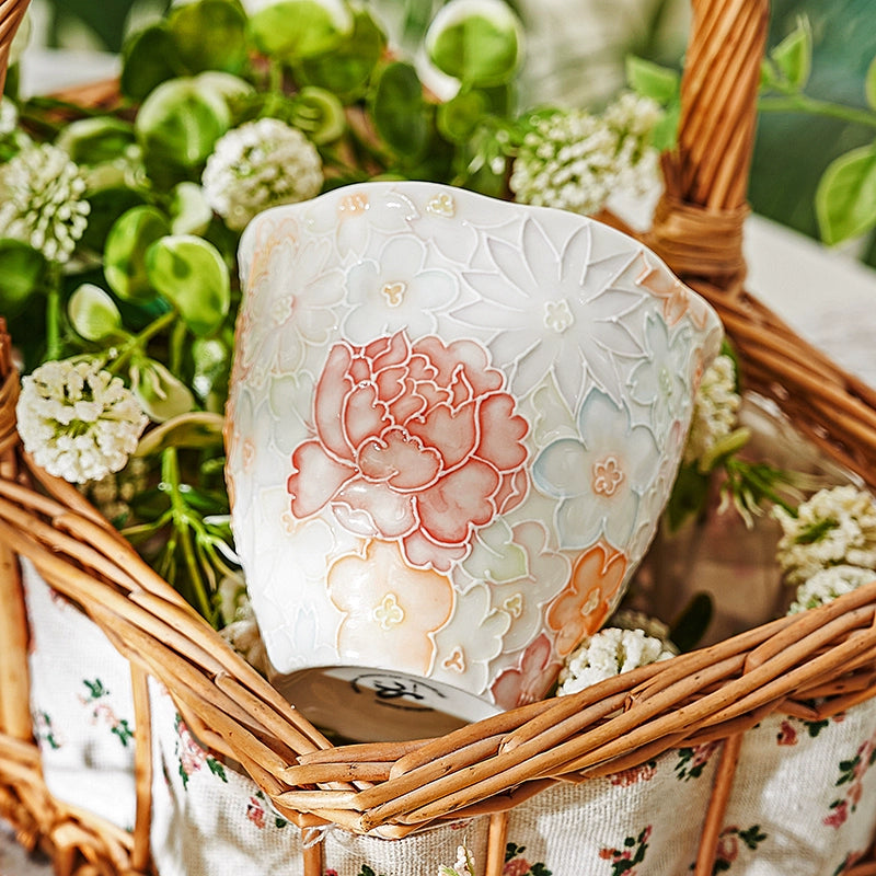 Hand Drawn Pink Floral Coffee Cup Set - Velart Home