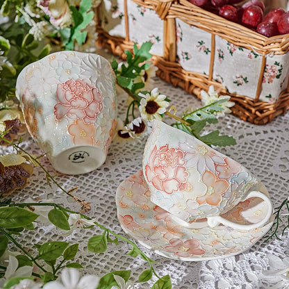 Hand Drawn Pink Floral Coffee Cup Set - Velart Home