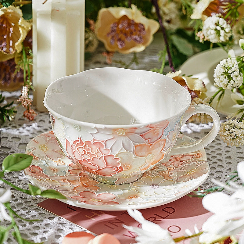 Hand Drawn Pink Floral Coffee Cup Set - Velart Home