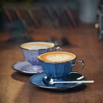 Classical Twelve-Cornered Cup And Saucer - Velart Home