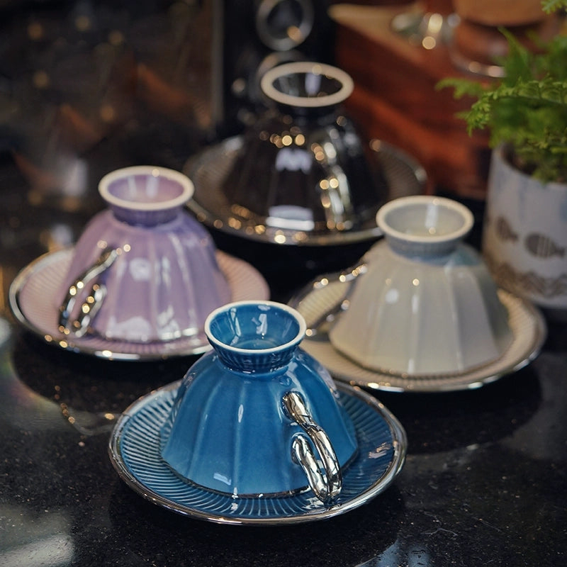 Classical Twelve-Cornered Cup And Saucer - Velart Home