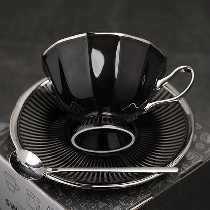 Classical Twelve-Cornered Cup And Saucer - Velart Home