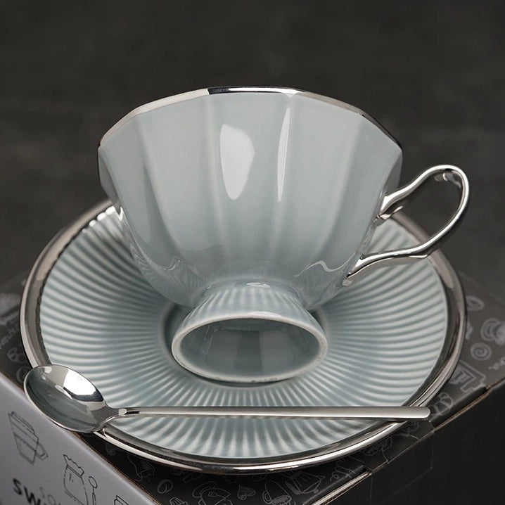 Classical Twelve-Cornered Cup And Saucer - Velart Home