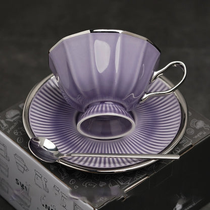 Classical Twelve-Cornered Cup And Saucer - Velart Home