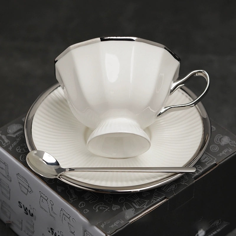 Classical Twelve-Cornered Cup And Saucer - Velart Home