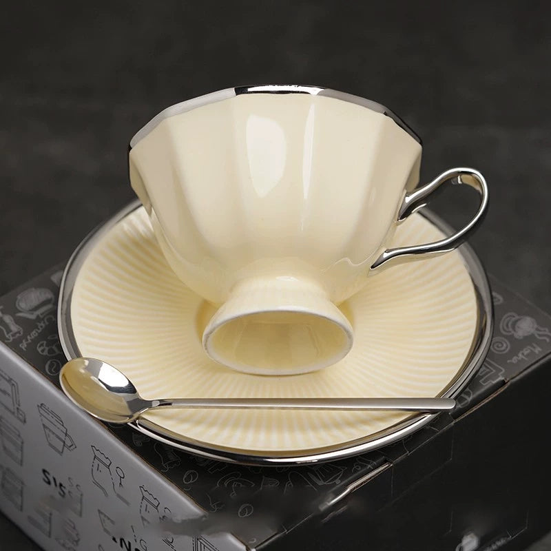 Classical Twelve-Cornered Cup And Saucer - Velart Home