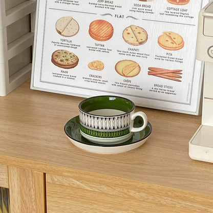 Vintage Green Ceramic Cup & Saucer Set - Velart Home