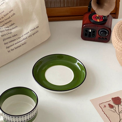 Vintage Green Ceramic Cup & Saucer Set - Velart Home