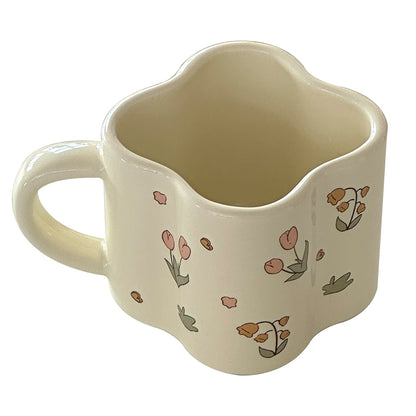 Elegant Tulip Illustrated Ceramic Cup & Saucer Set - Velart Home