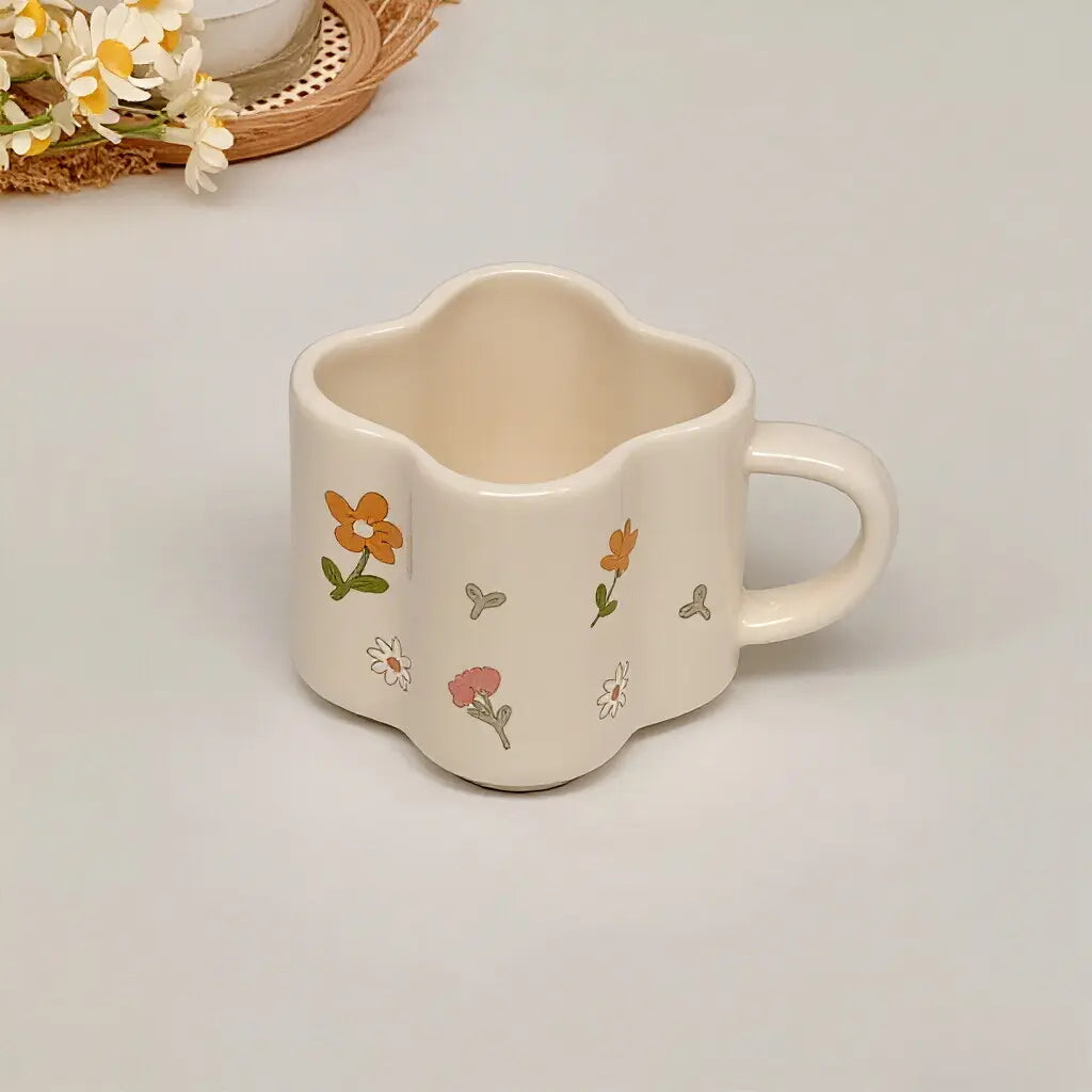 Elegant Tulip Illustrated Ceramic Cup & Saucer Set - Velart Home