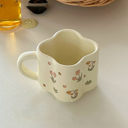 Elegant Tulip Illustrated Ceramic Cup & Saucer Set - Velart Home