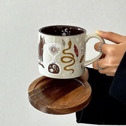 Magic Forest Cat Ceramic Mug & Saucer - Velart Home