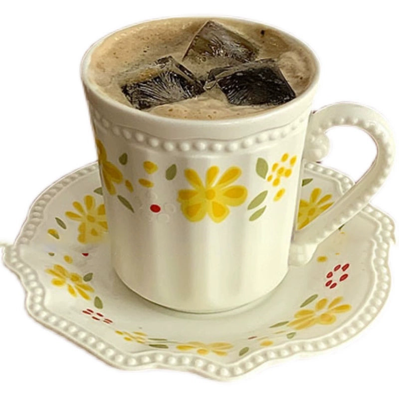 Pastoral style yellow flower cup & saucer - Velart Home