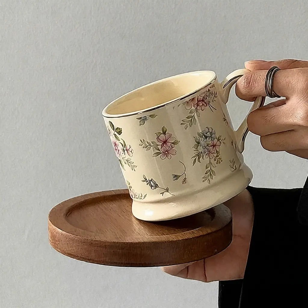 Vintage Gold-Painted Spring Flower Mug - Velart Home