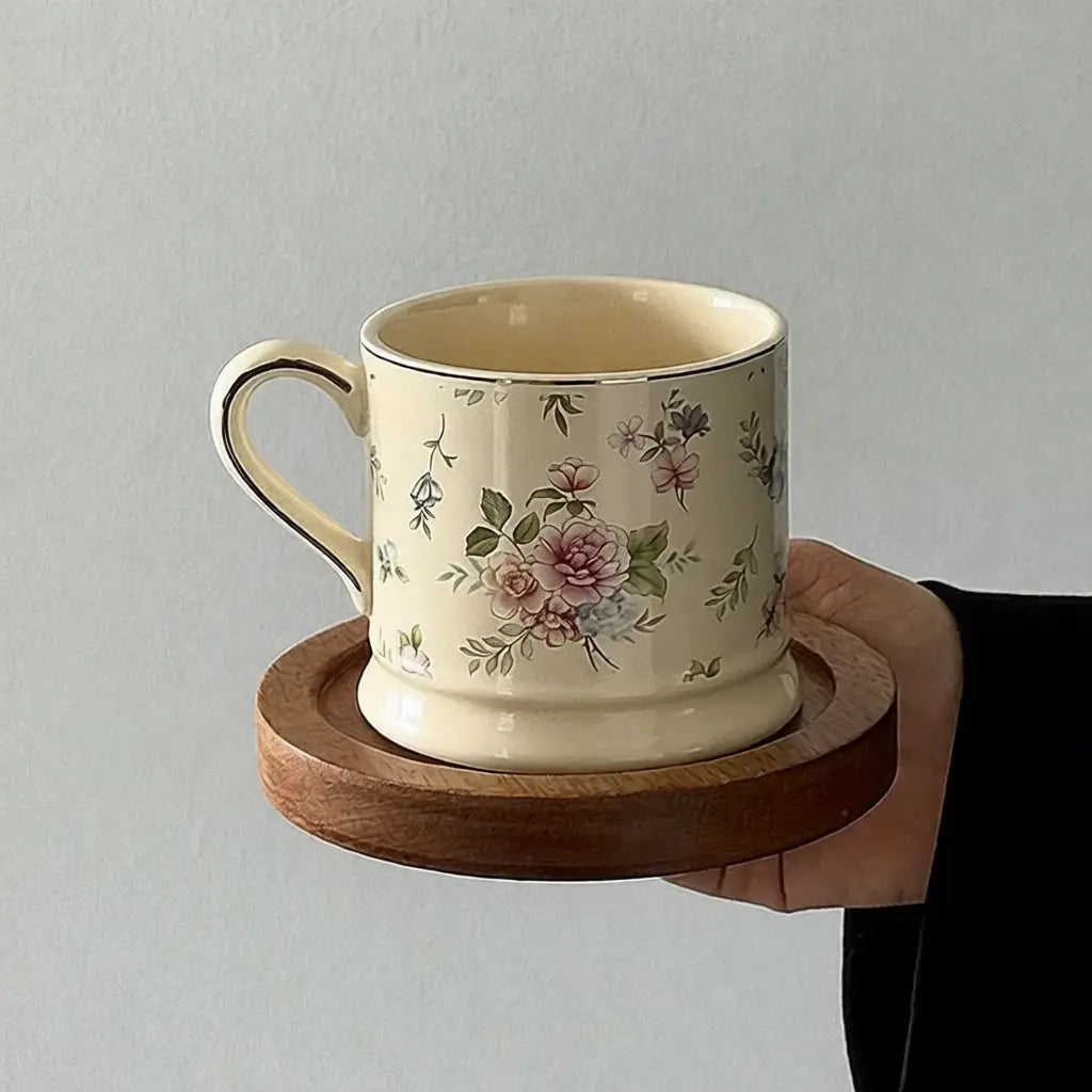 Vintage Gold-Painted Spring Flower Mug - Velart Home