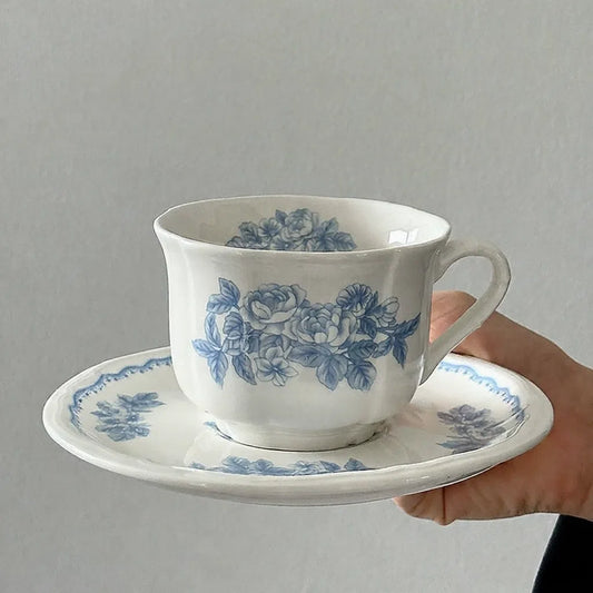 Medieval blue rose cup and saucer - Velart Home