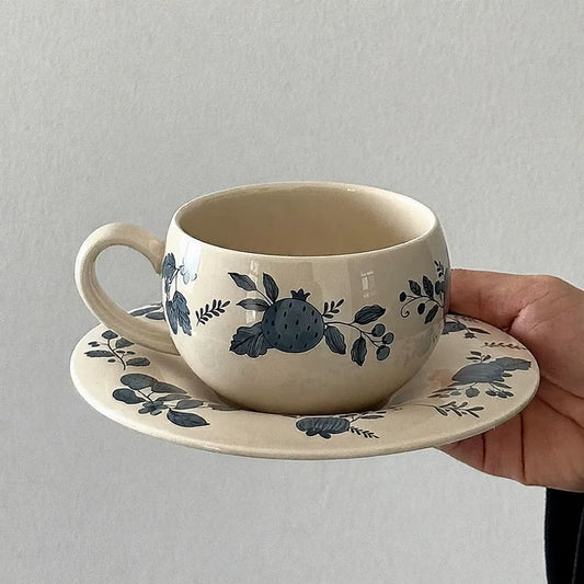 Egg-Shaped Blueberry Fruit Cup & Saucer - Velart Home