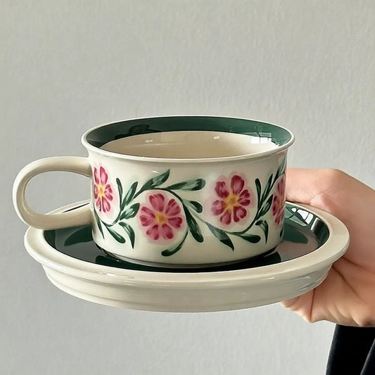 Hand-painted green plum and red dyed Mug - Velart Home