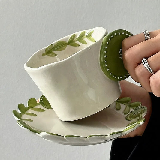 Vintage Button Vine Cup & Saucer - Velart Home