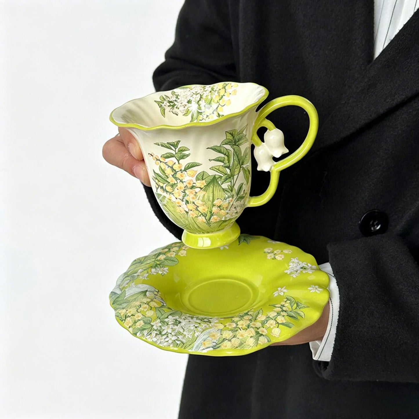BELLFLOWER HANDLE TEA CUP SET - VELART HOME